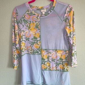 Colorful abstract floral Women's mesh Blouse XS oversized